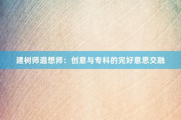 建树师遐想师：创意与专科的完好意思交融
